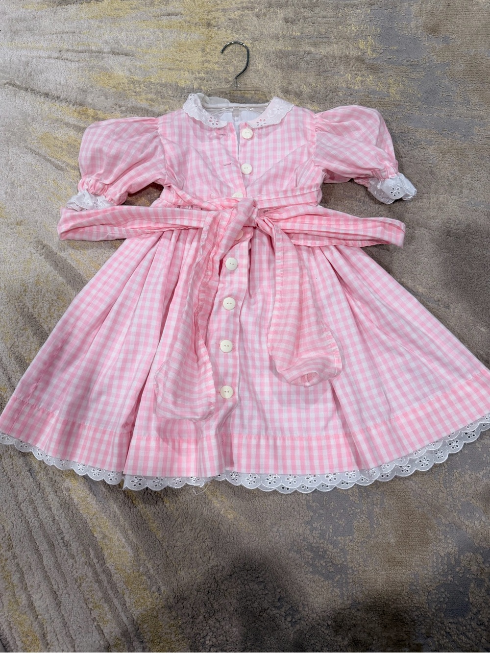 Vintage Pink Gingham Toddler Dress | Girls Smocked Style  Party Dress